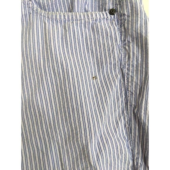 Mens Size 33 Shorts Blue Seersuck Striped Casual Bermuda Walking Pockets - Picture 6 of 9